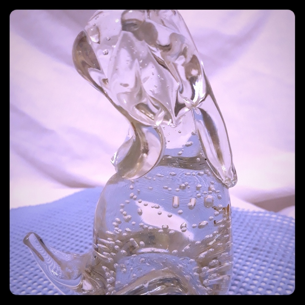 Vintage Clear Glass DOG  Paper Weight